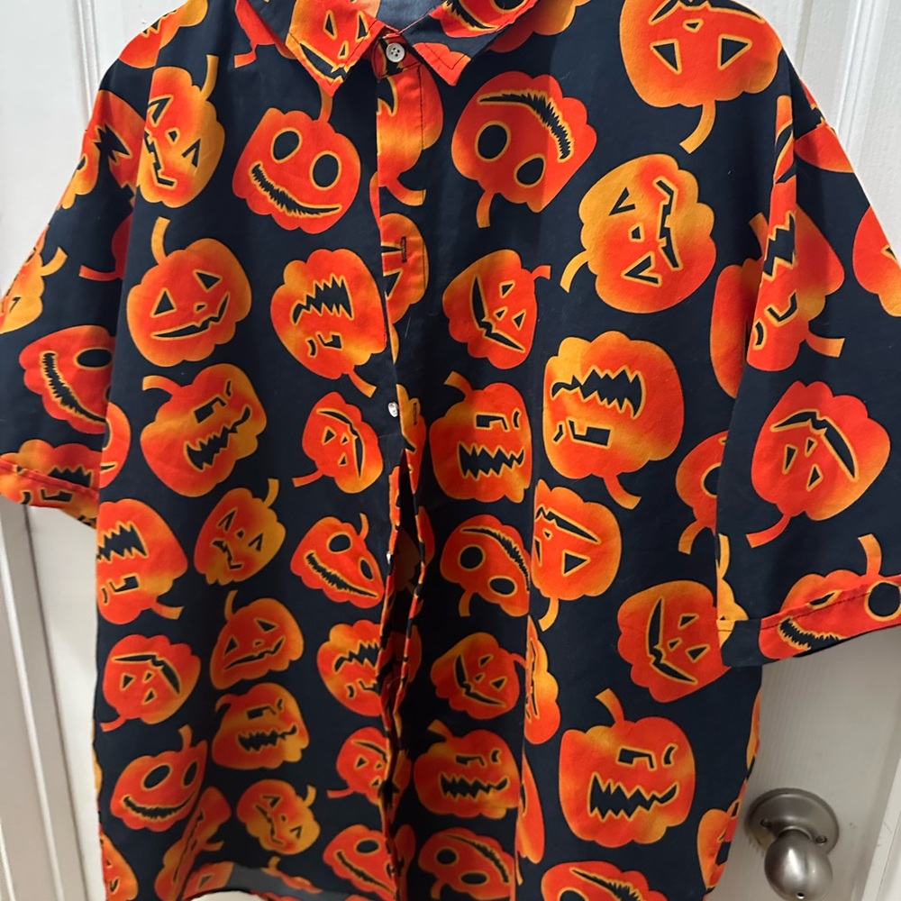 Men’s Halloween Pumpkin Shirt Costume - Orange and Black